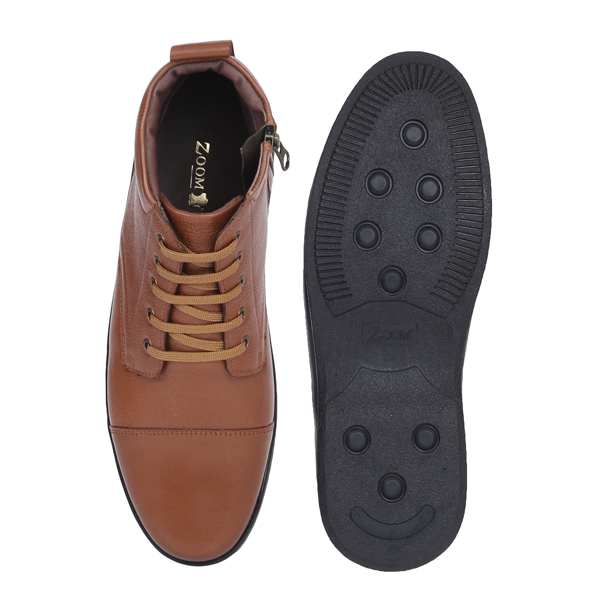 Mens Leather Zip Up Boots | D-045
