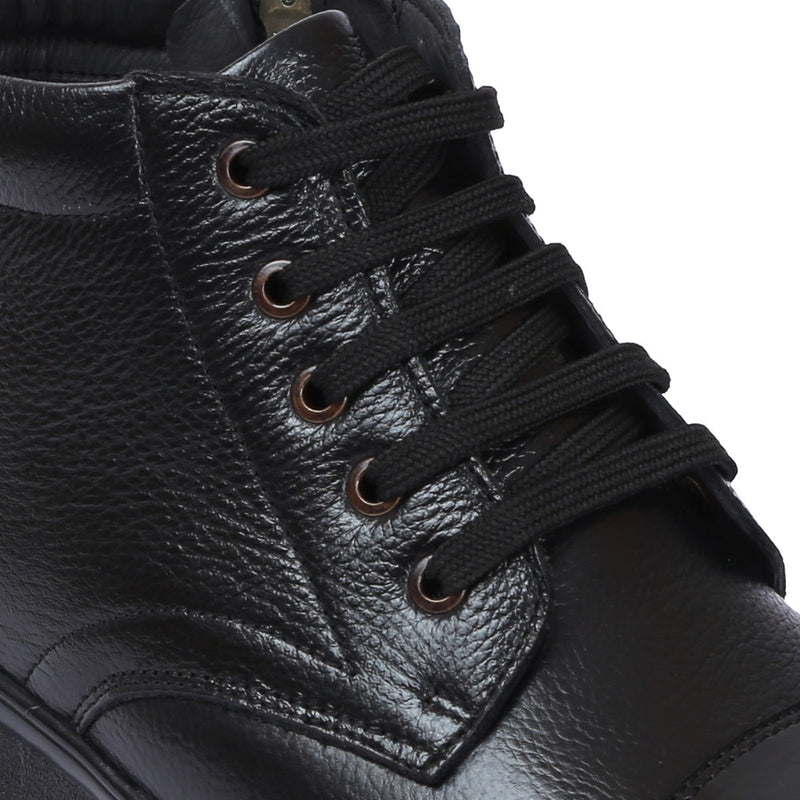 Mens Leather Zip Up Boots | D-045