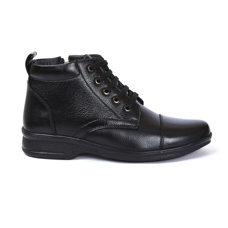 Mens Leather Zip Up Boots | D-045