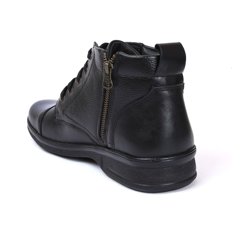 Mens Leather Zip Up Boots | D-045