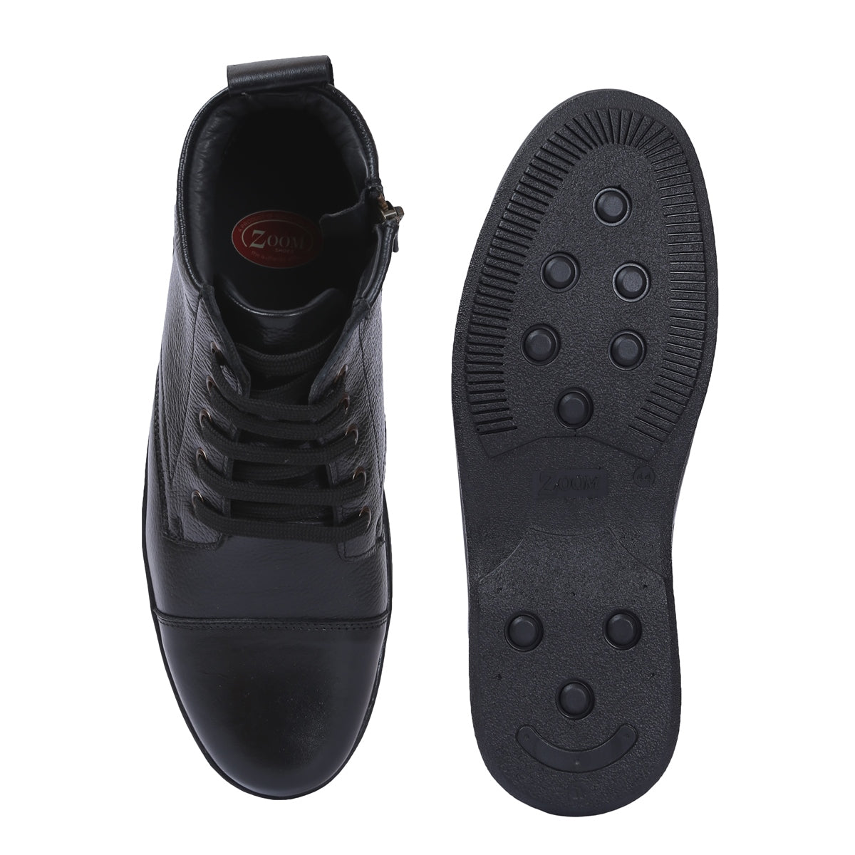 Mens Leather Zip Up Boots | D-045