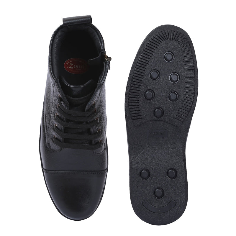 Mens Leather Zip Up Boots | D-045