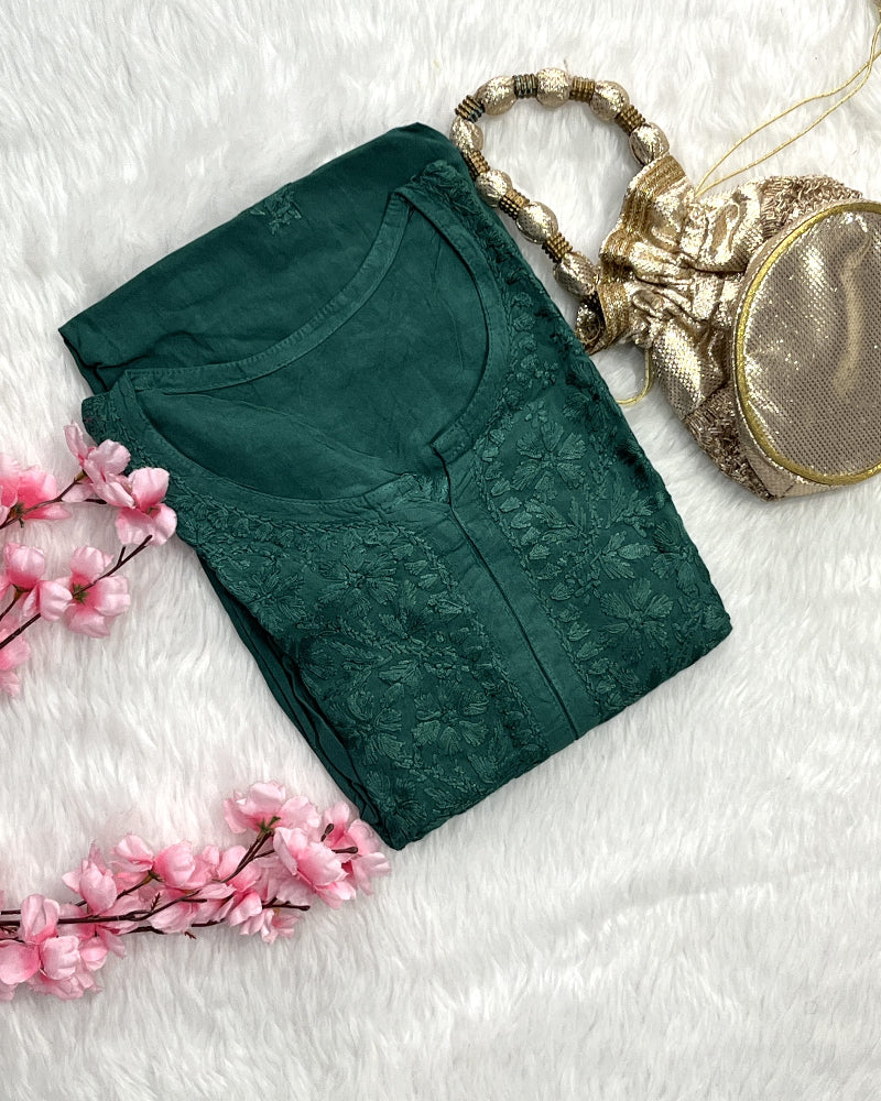 Dina | Chikankari Rayon Long Kurti
