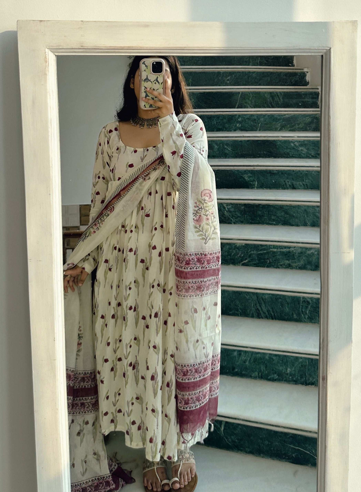 Rose Petal Set with Cotton Chanderi Dupatta