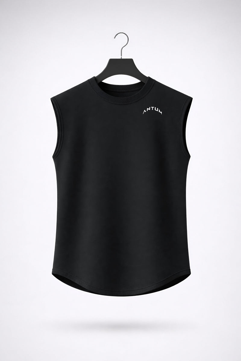 Black Drop Shoulder Sleeveless