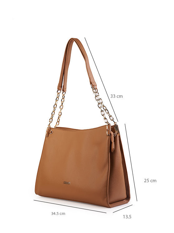 Culge Chicago "The Riverwalk" Slouchy Chain Shoulder Bag – Desert Caramel-7