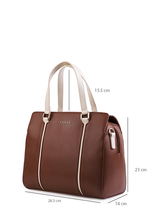 Culge Chicago "The Gold Coast" Tailored Satchel – Heritage Cognac-7