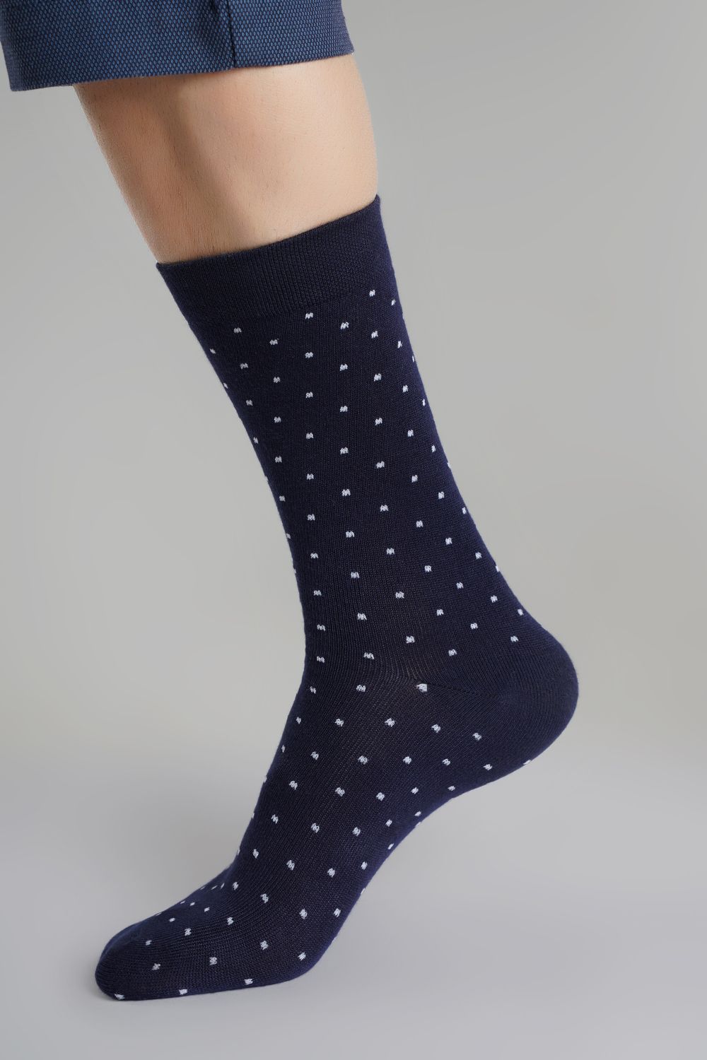 Naturefab Men's Bamboo Full Length socks Polka Dot Blue-1