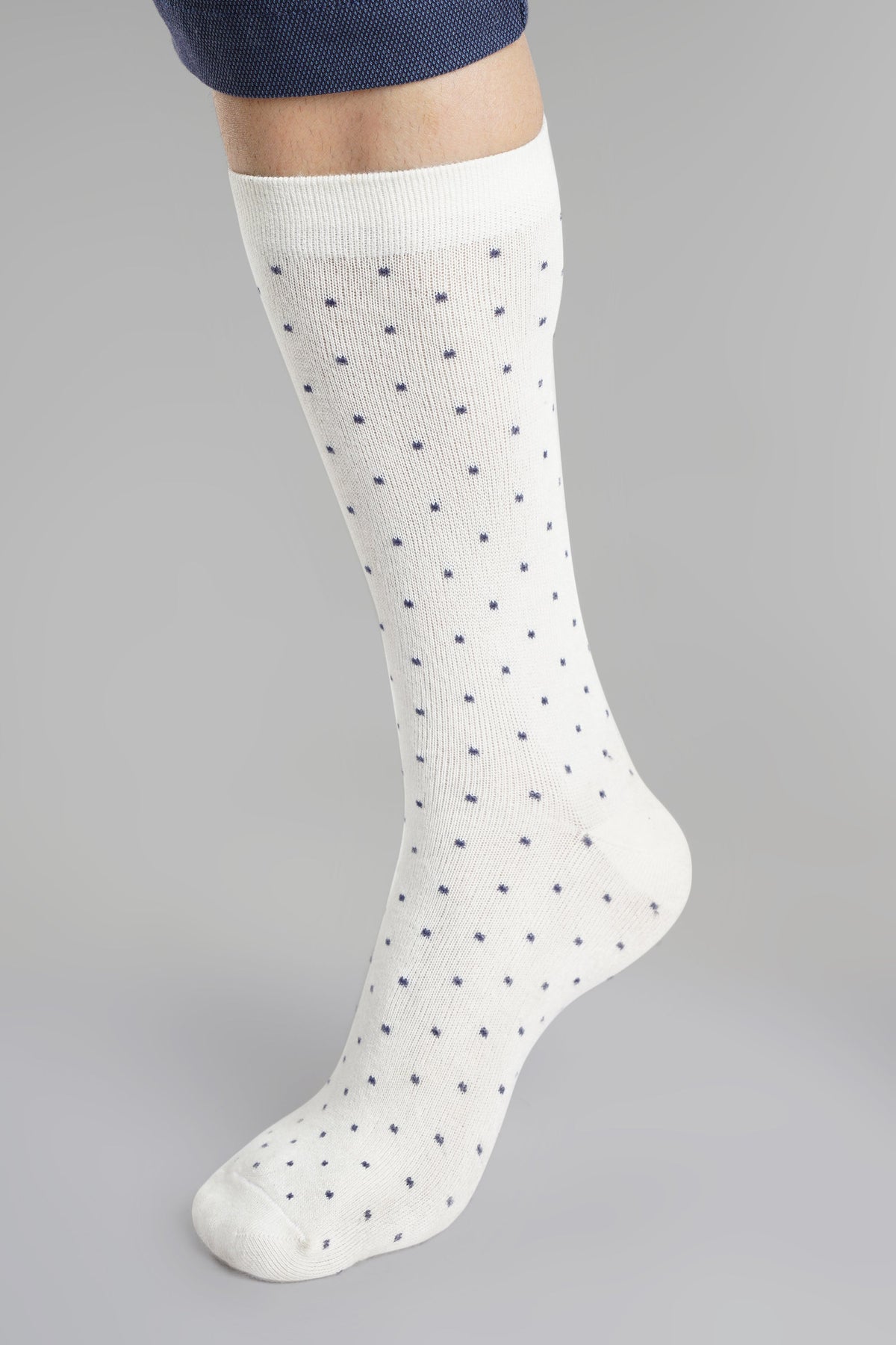 Naturefab Men's Bamboo Full Length socks Polka Dot White
