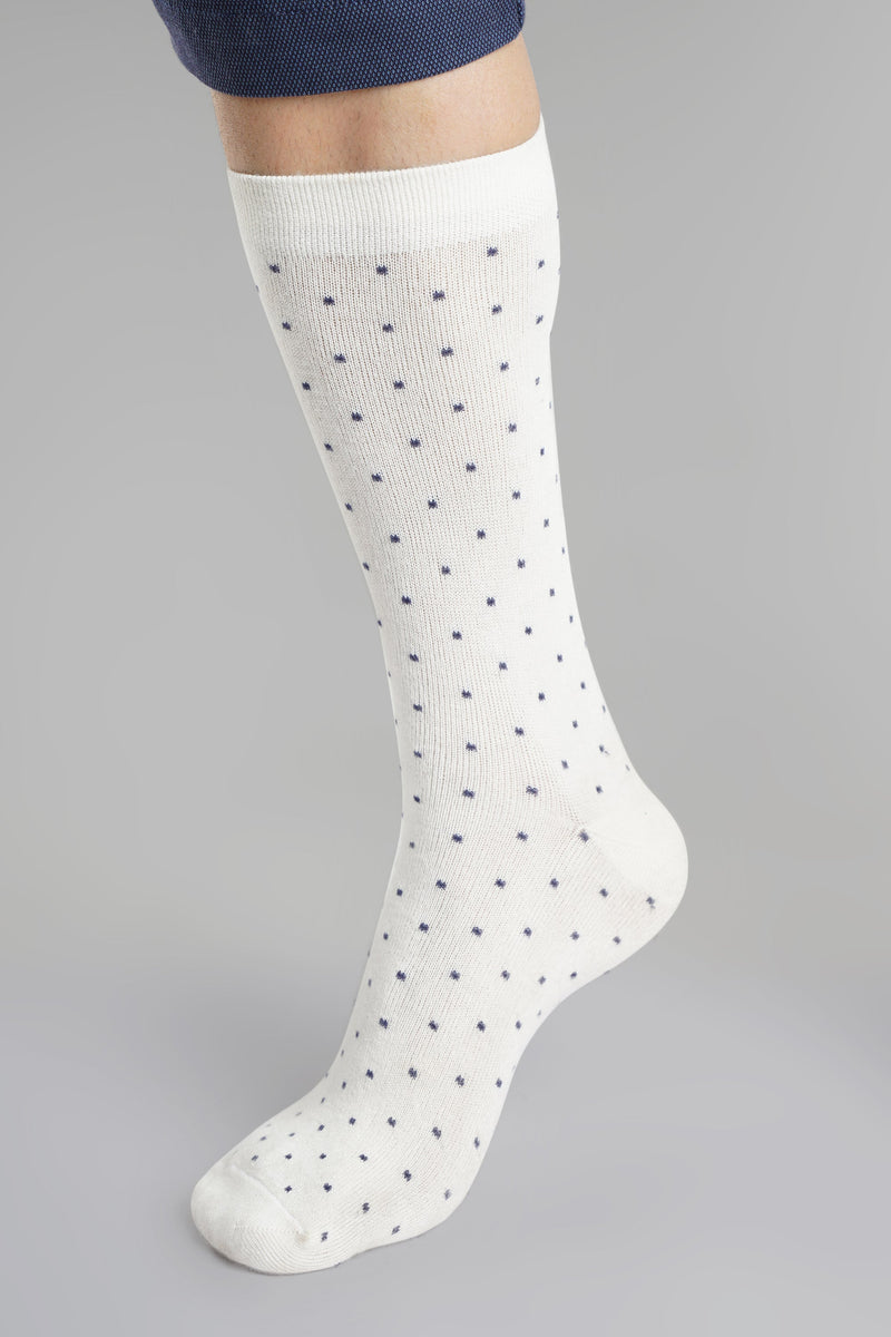 Naturefab Men's Bamboo Full Length socks Polka Dot White-1