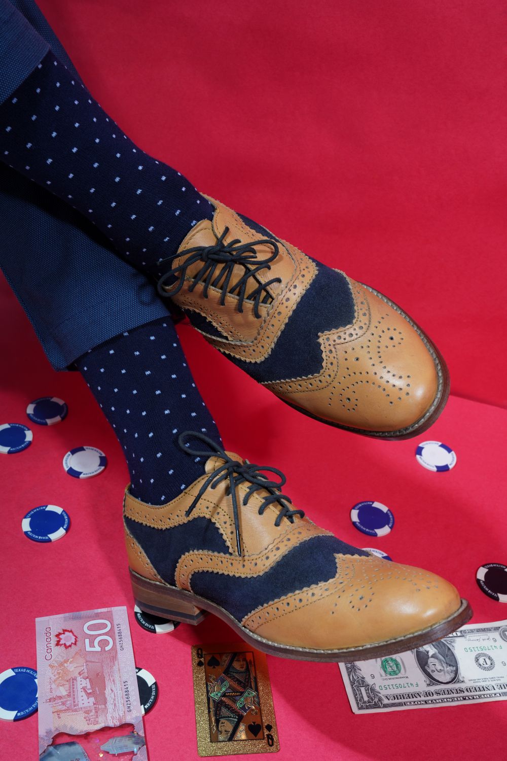 Naturefab Men's Bamboo Full Length socks Polka Dot Blue-3