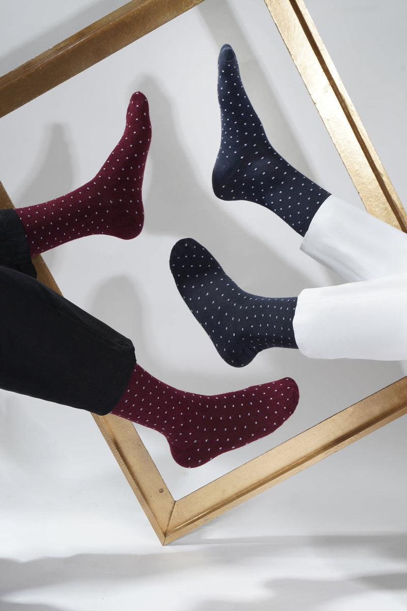 Naturefab Men's Bamboo Full Length socks Polka Dot Grey-3