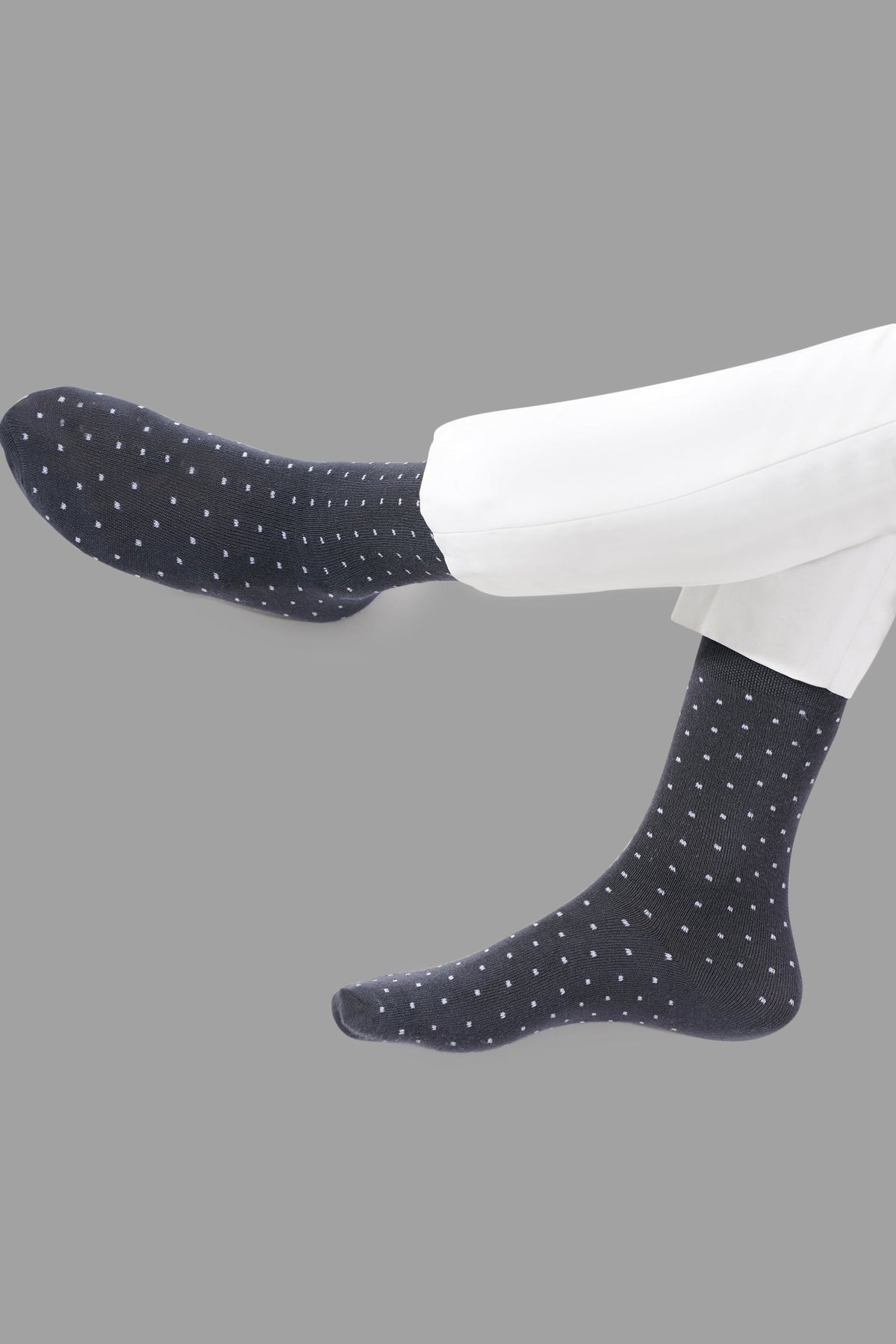Naturefab Men's Bamboo Full Length socks Polka Dot Grey-4