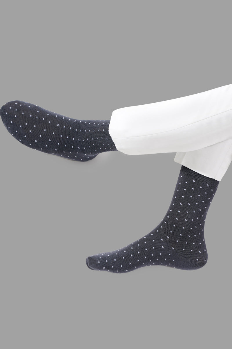 Naturefab Men's Bamboo Full Length socks Polka Dot Grey-4