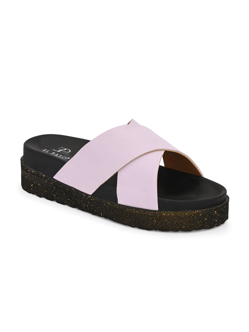 Women Leather Casual Slip On Flatforms Slip On Flatforms Sandals-1