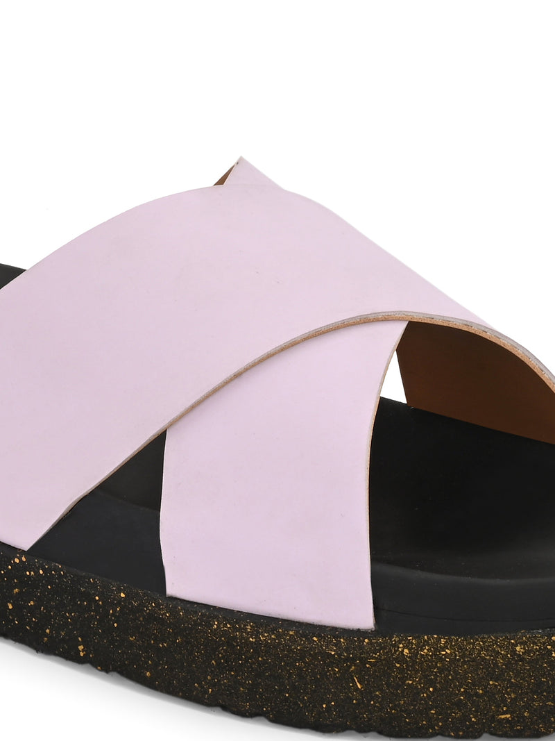 Women Leather Casual Slip On Flatforms Slip On Flatforms Sandals-4