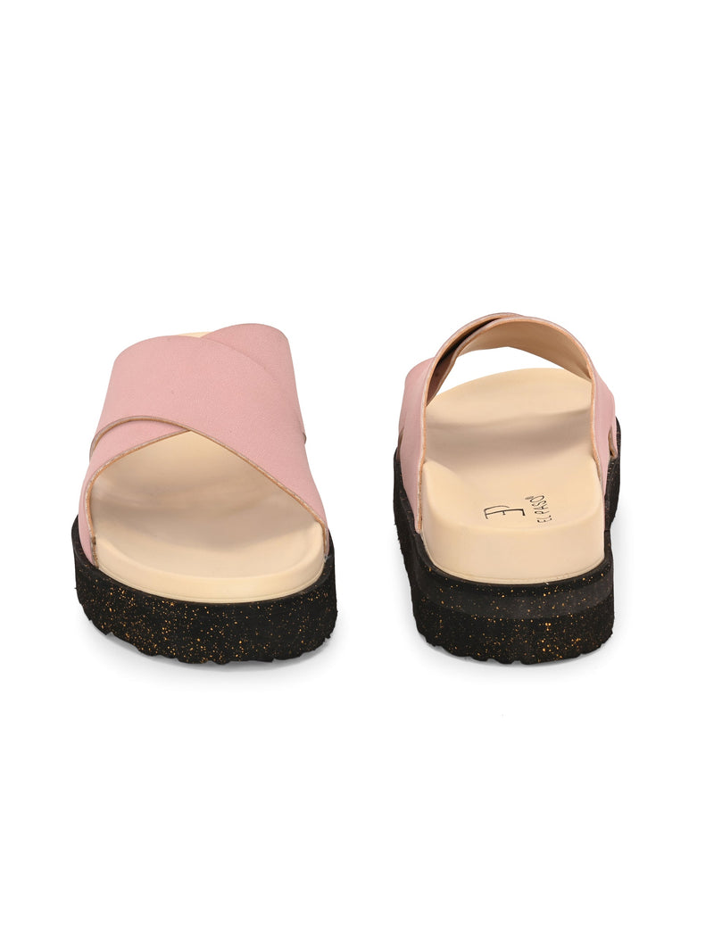Women Leather Casual Slip On Flatforms Slip On Flatforms Sandals-12