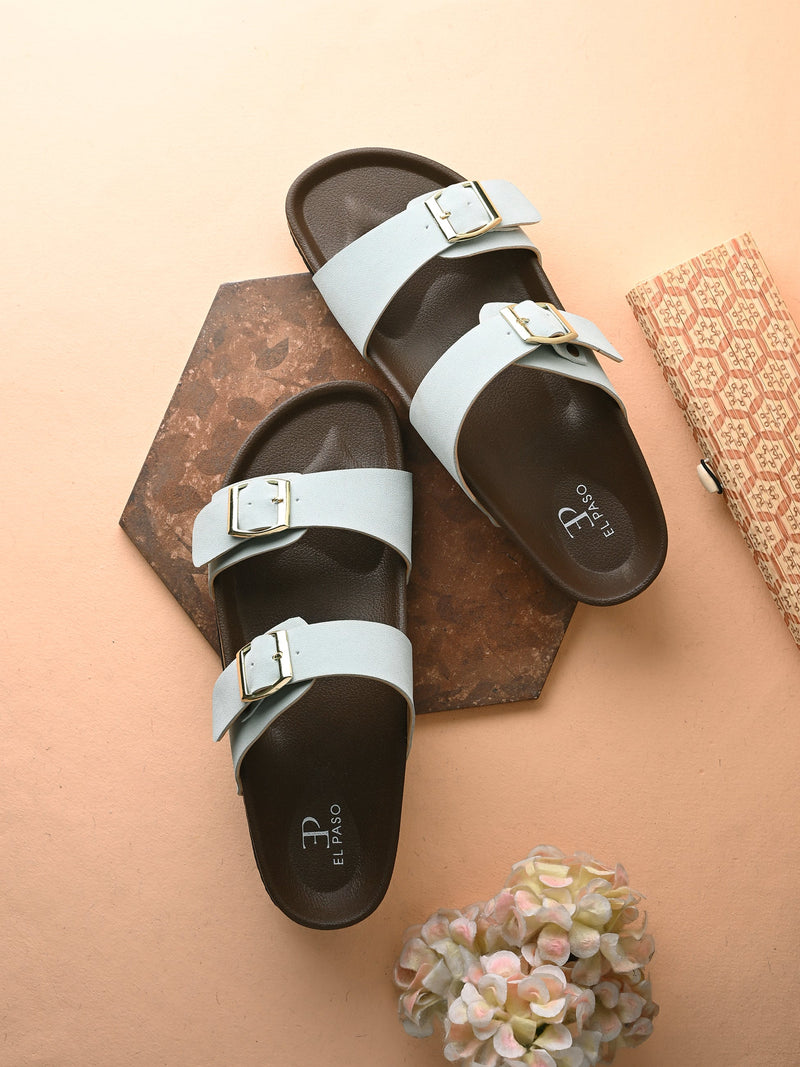 El Paso Women One Toe Flats with Buckles-32