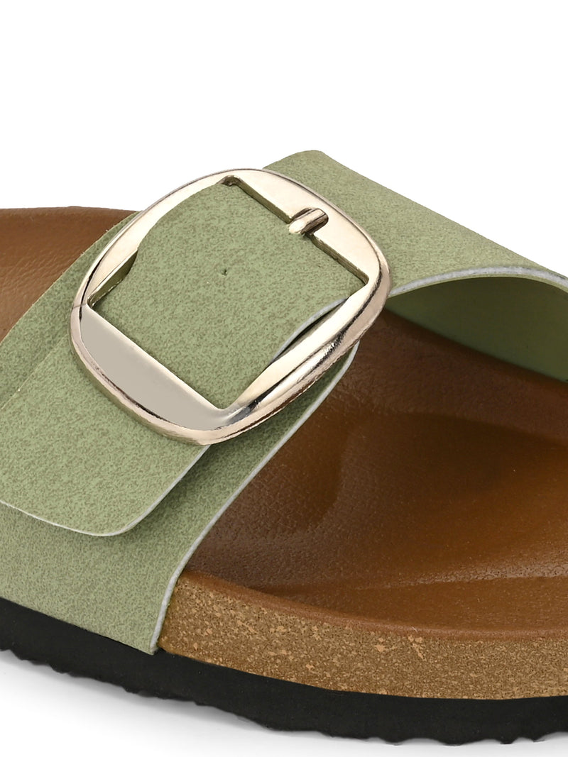El Paso Women One Toe Flats with Buckles-12