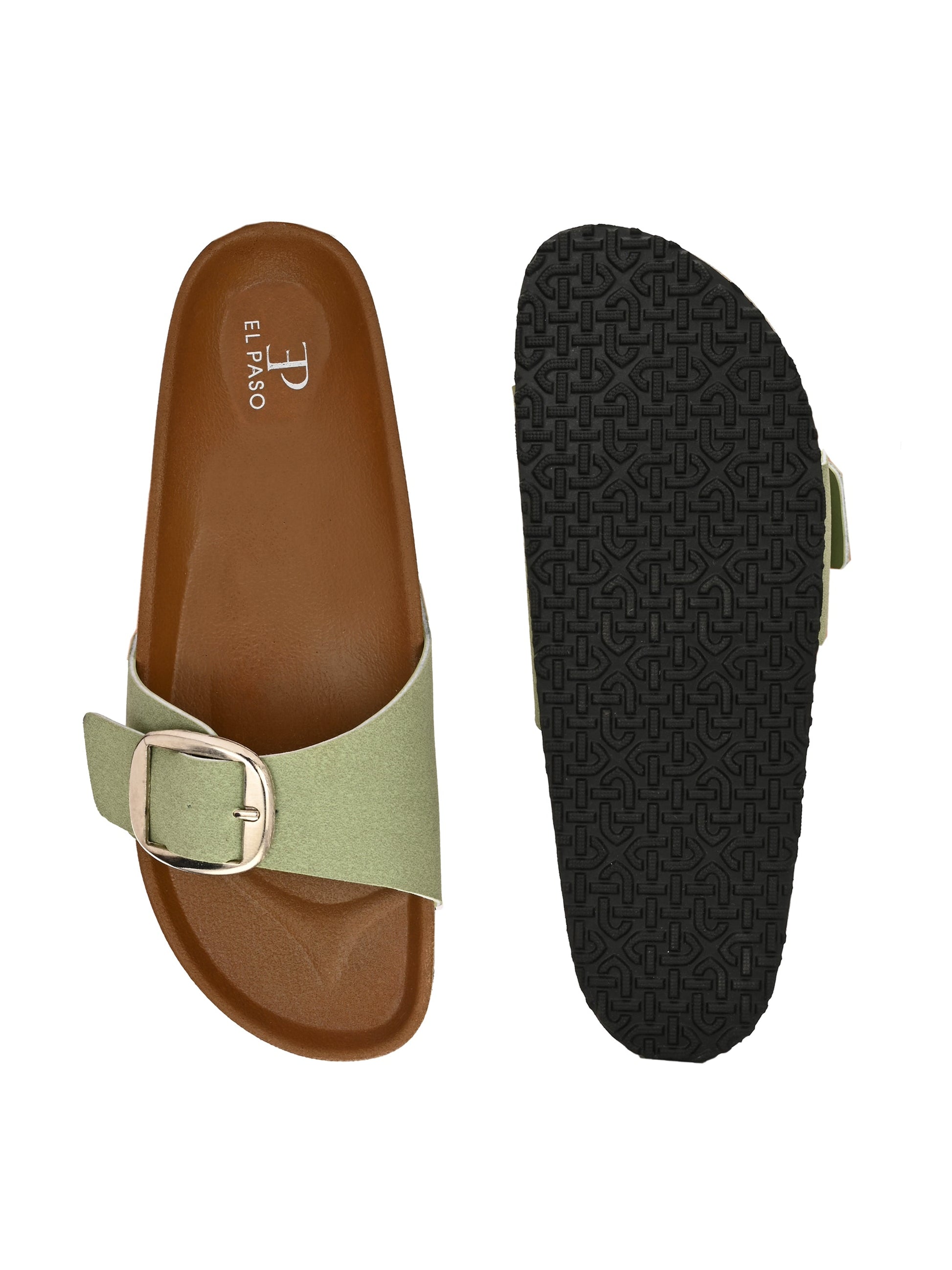 El Paso Women One Toe Flats with Buckles-14