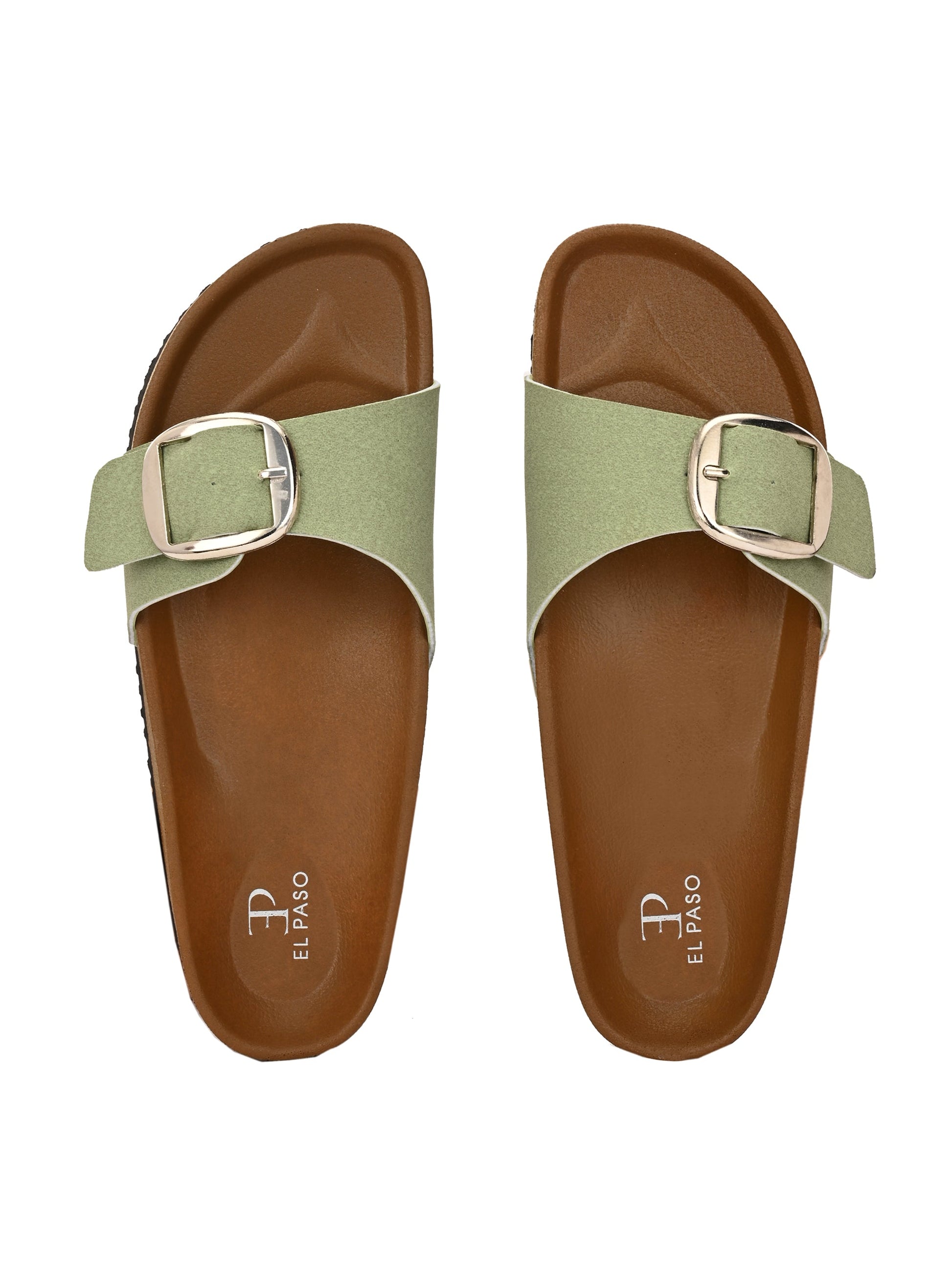 El Paso Women One Toe Flats with Buckles-15