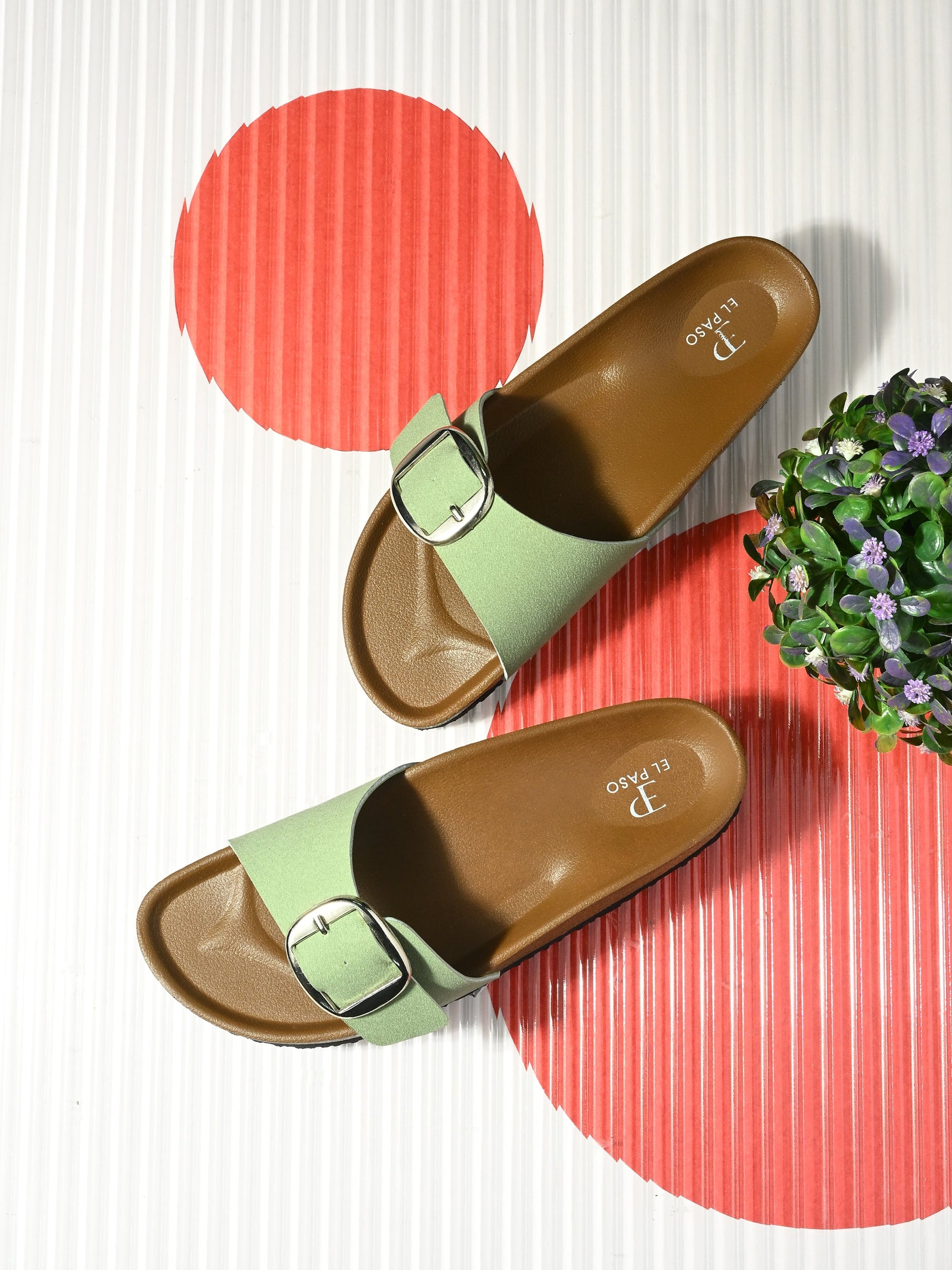 El Paso Women One Toe Flats with Buckles-16