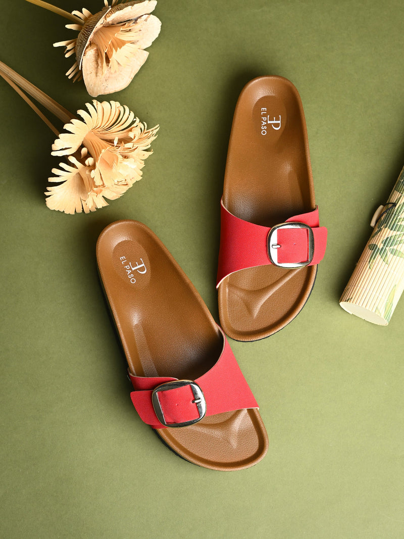El Paso Women One Toe Flats with Buckles-8