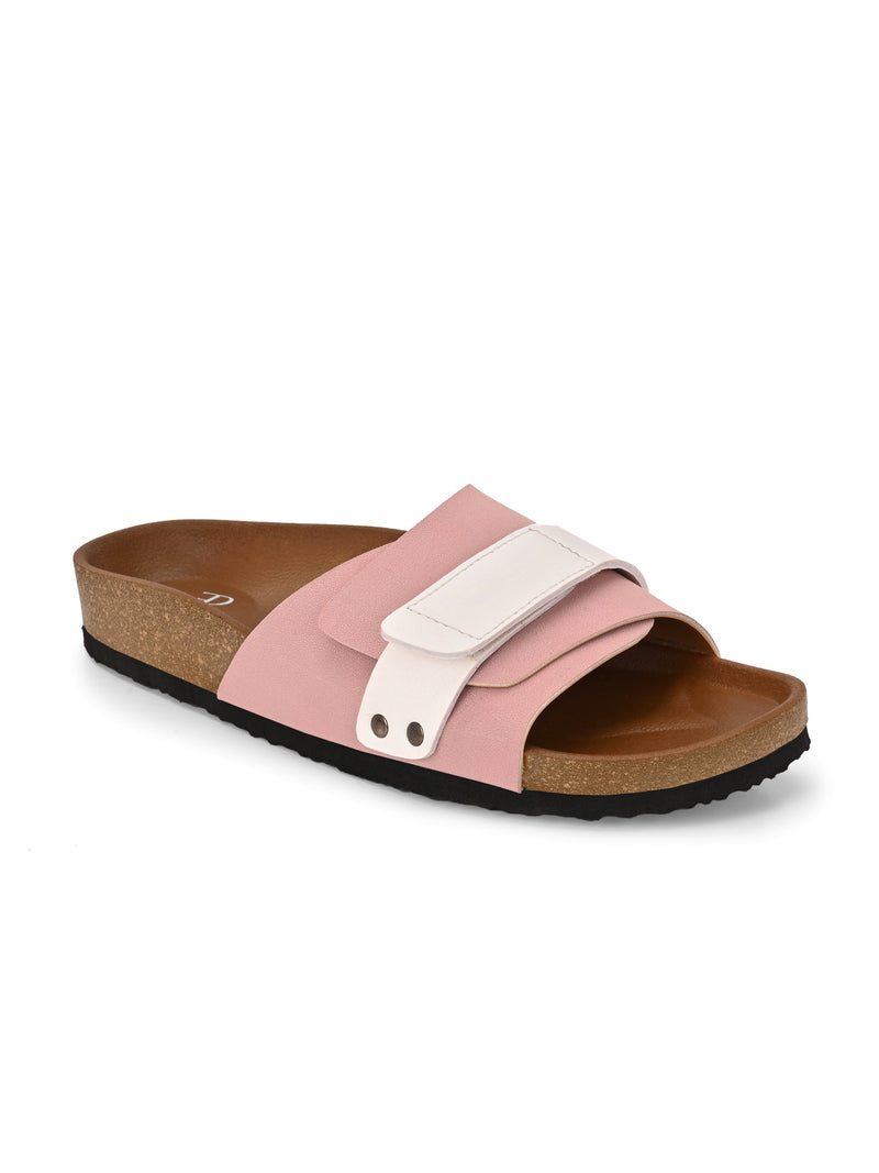 El Paso Women Colourblocked Open Toe Velcro Flats-1