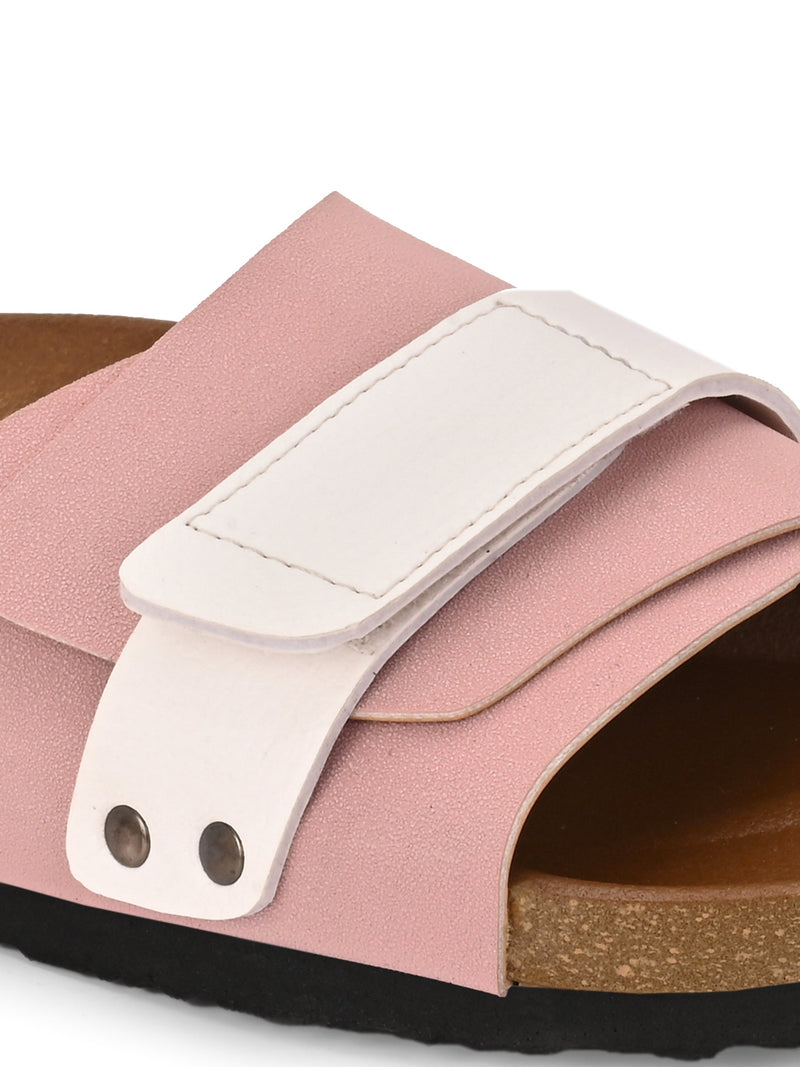 El Paso Women Colourblocked Open Toe Velcro Flats-4
