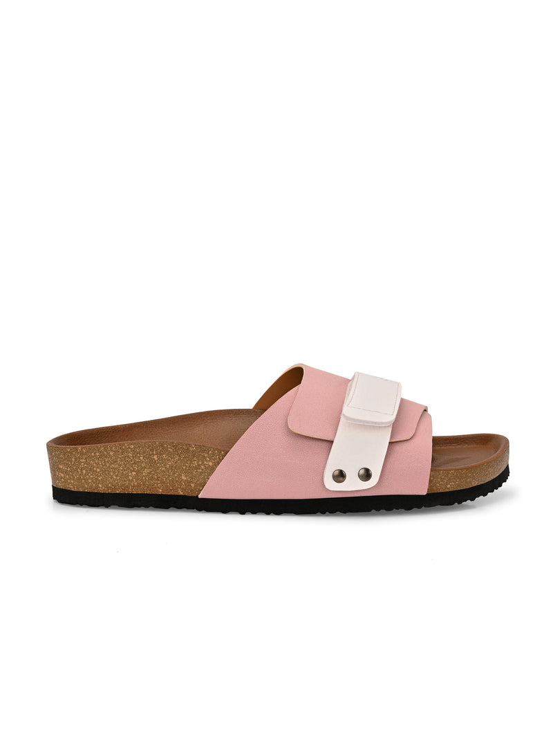 El Paso Women Colourblocked Open Toe Velcro Flats-2