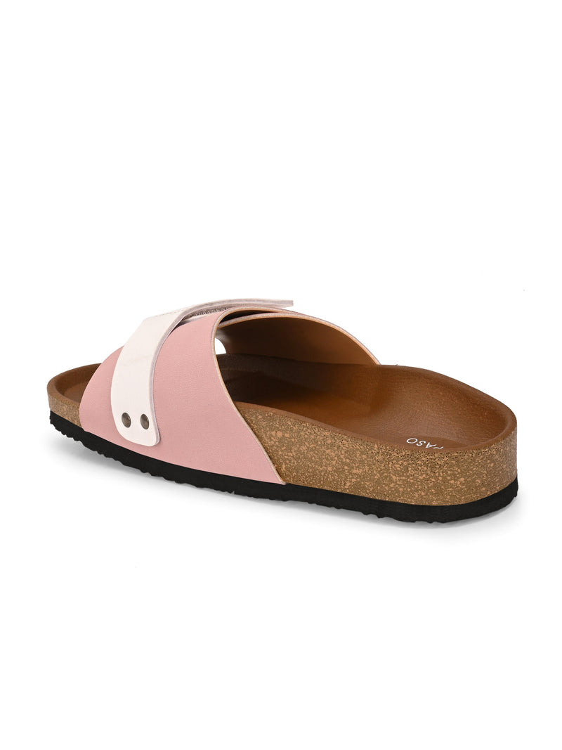 El Paso Women Colourblocked Open Toe Velcro Flats-3