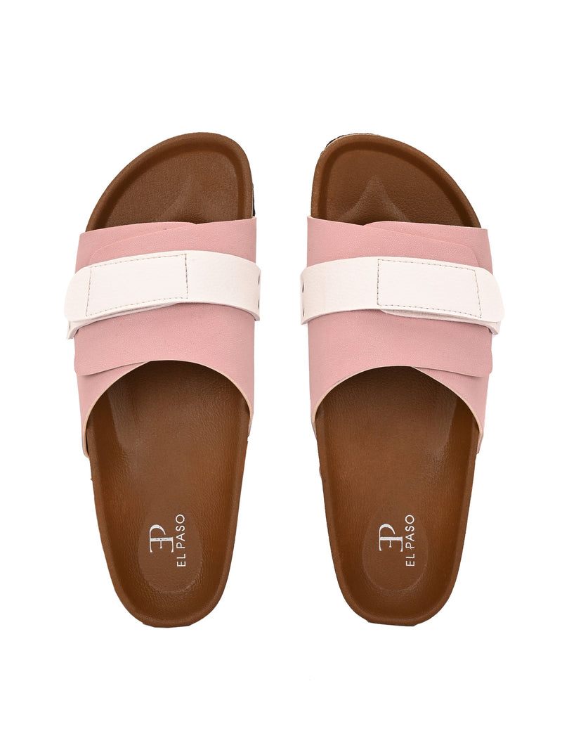 El Paso Women Colourblocked Open Toe Velcro Flats-7