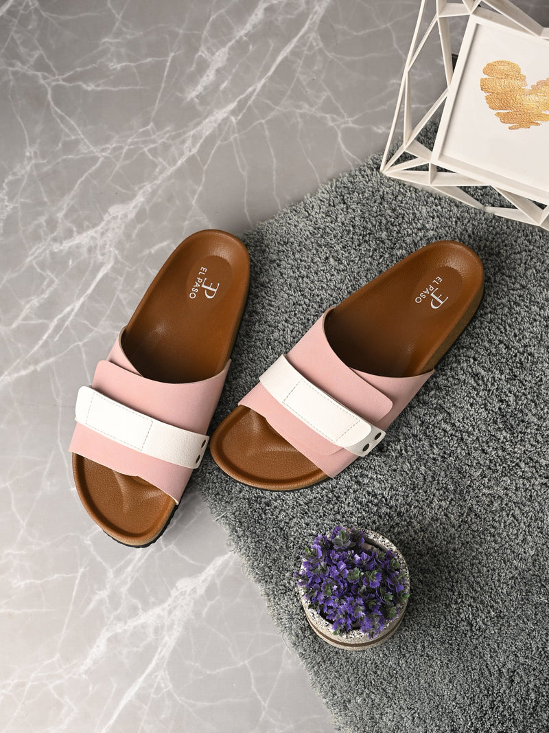 El Paso Women Colourblocked Open Toe Velcro Flats-8