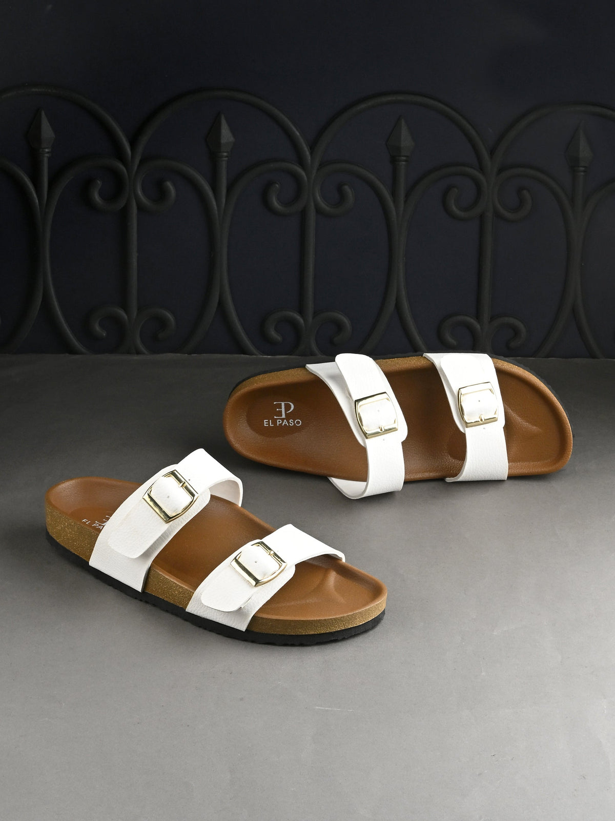 El Paso Women One Toe Flats with Buckles-24
