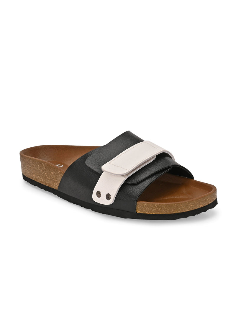 El Paso Women Colourblocked Open Toe Velcro Flats-9