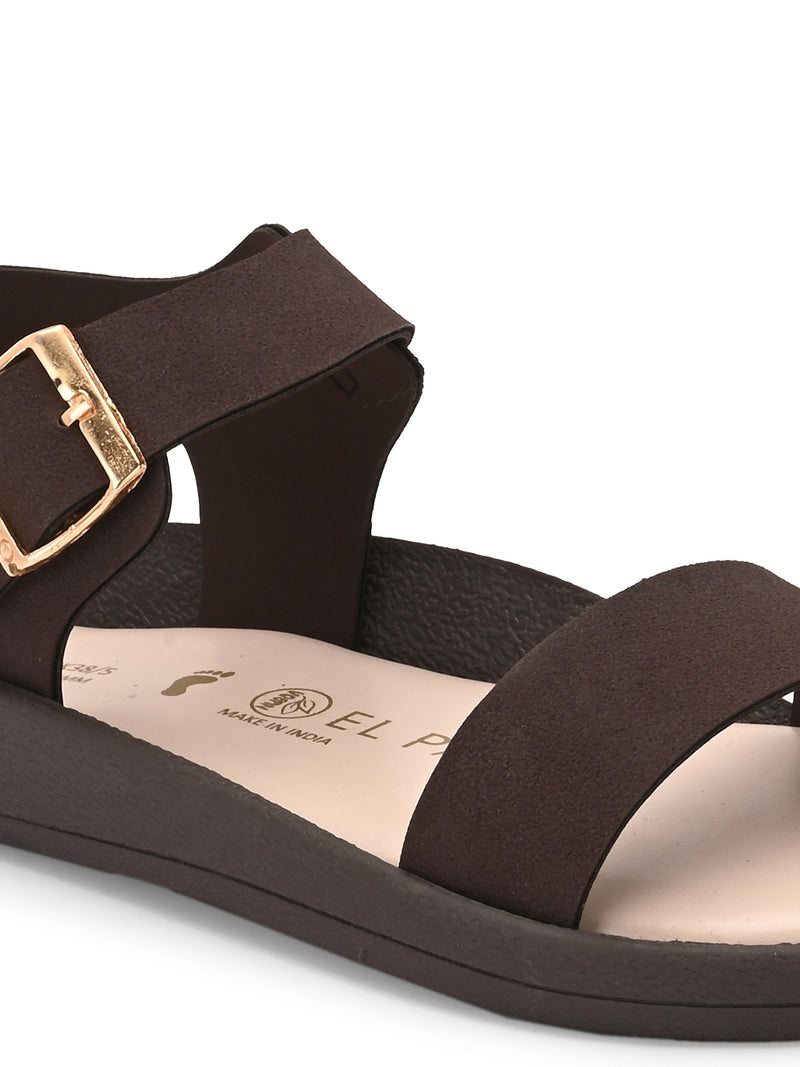 El Paso Women Open Toe Flats with Buckles-4