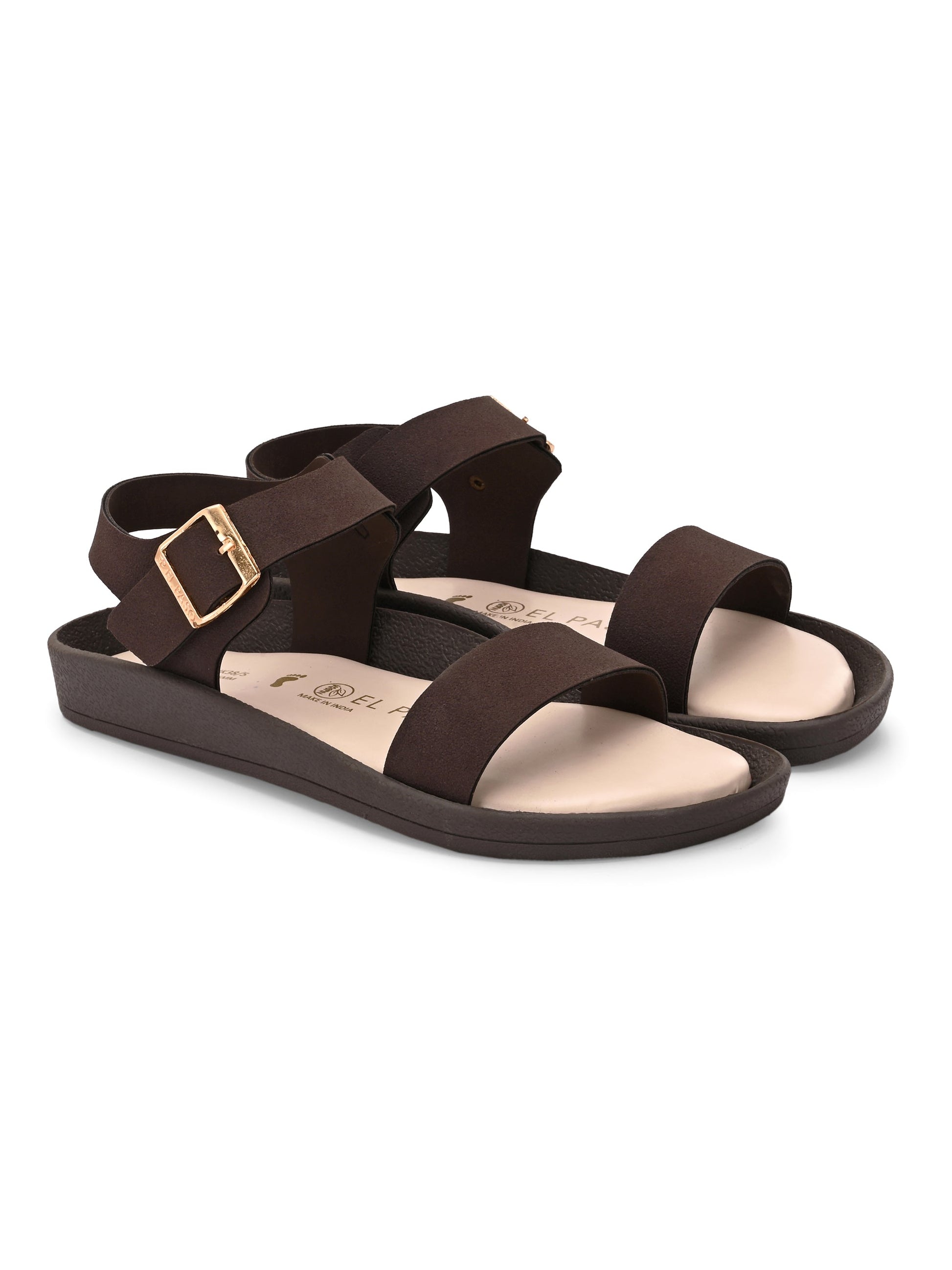 El Paso Women Open Toe Flats with Buckles-2