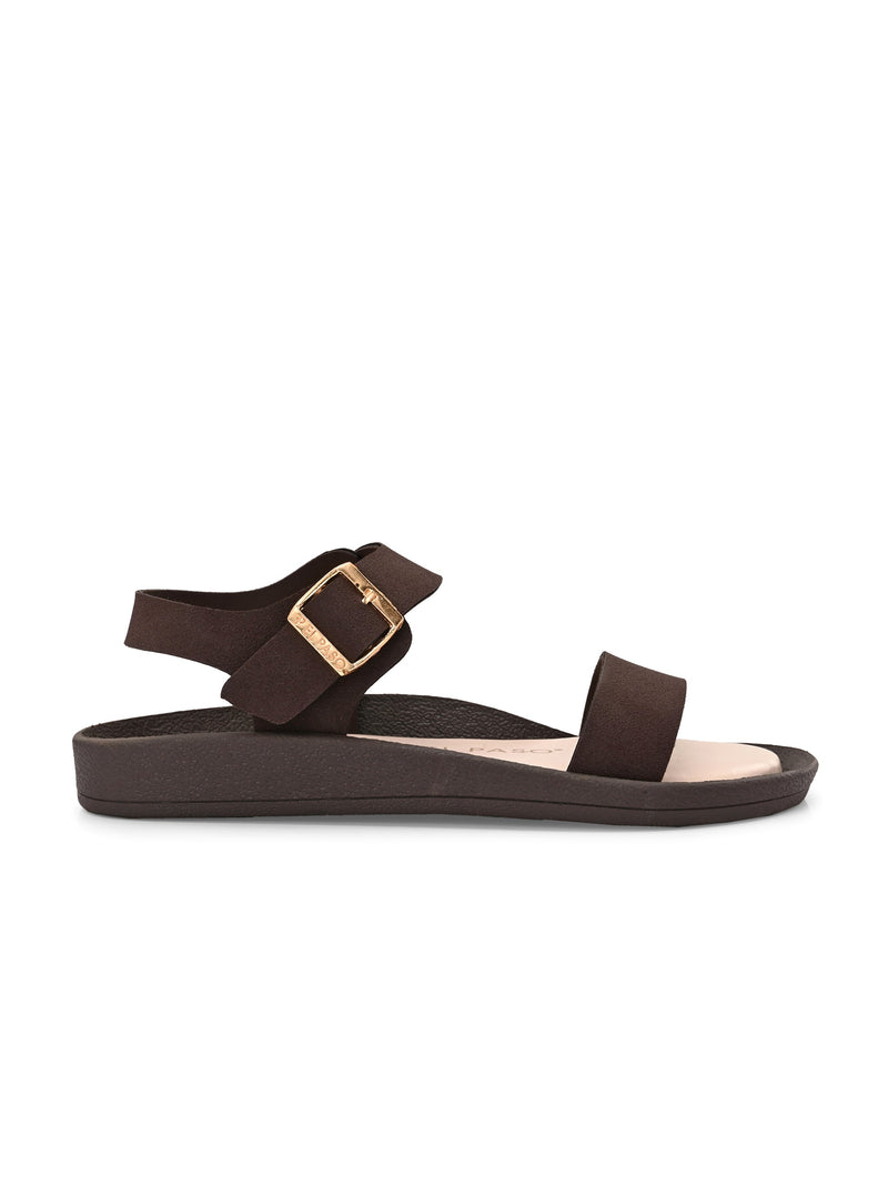 El Paso Women Open Toe Flats with Buckles-3