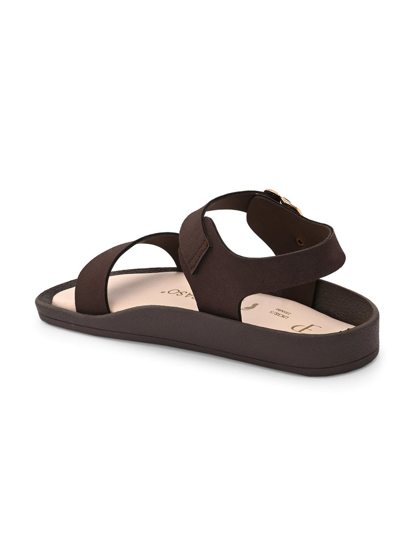 El Paso Women Open Toe Flats with Buckles-5