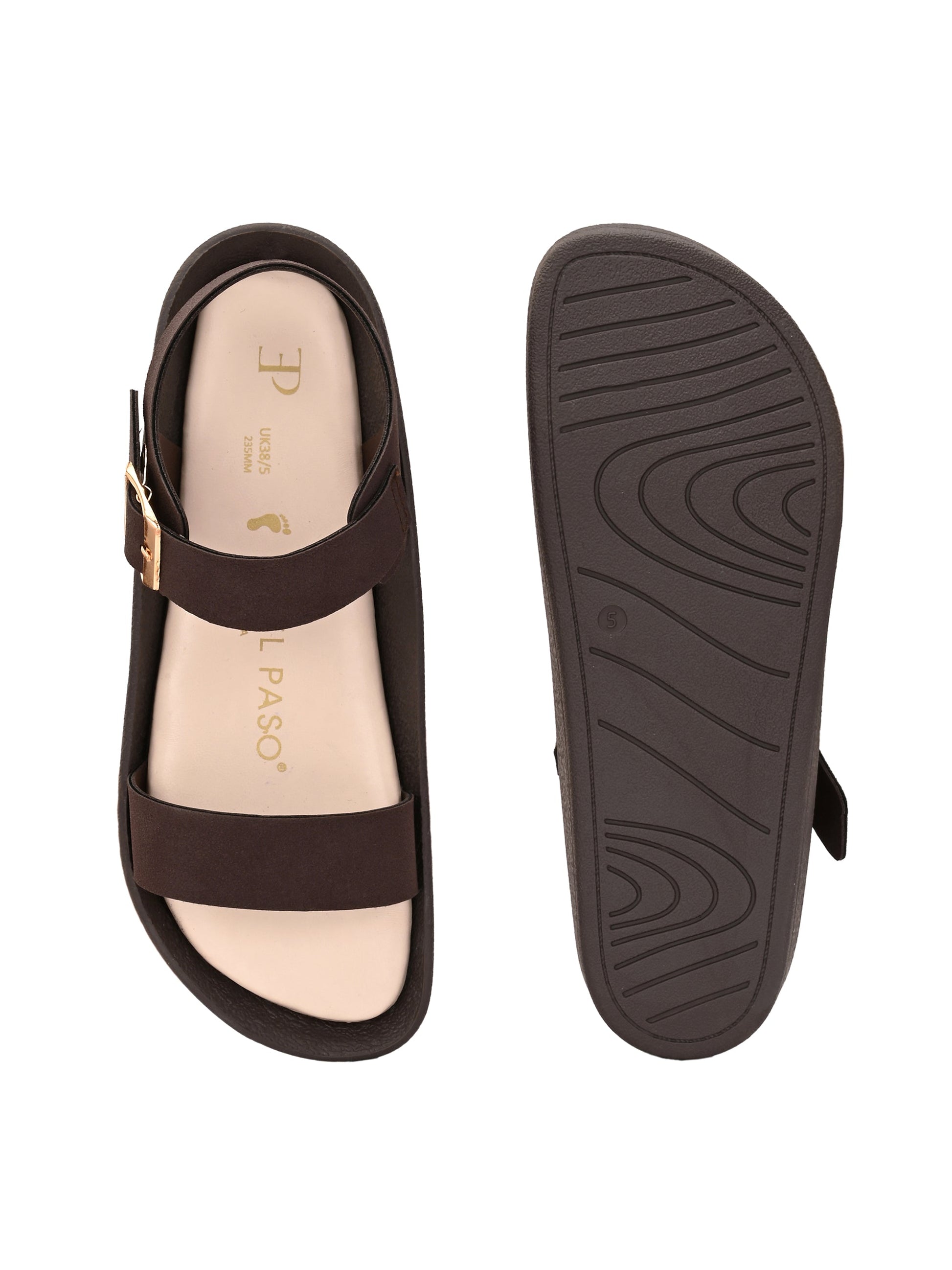 El Paso Women Open Toe Flats with Buckles-7