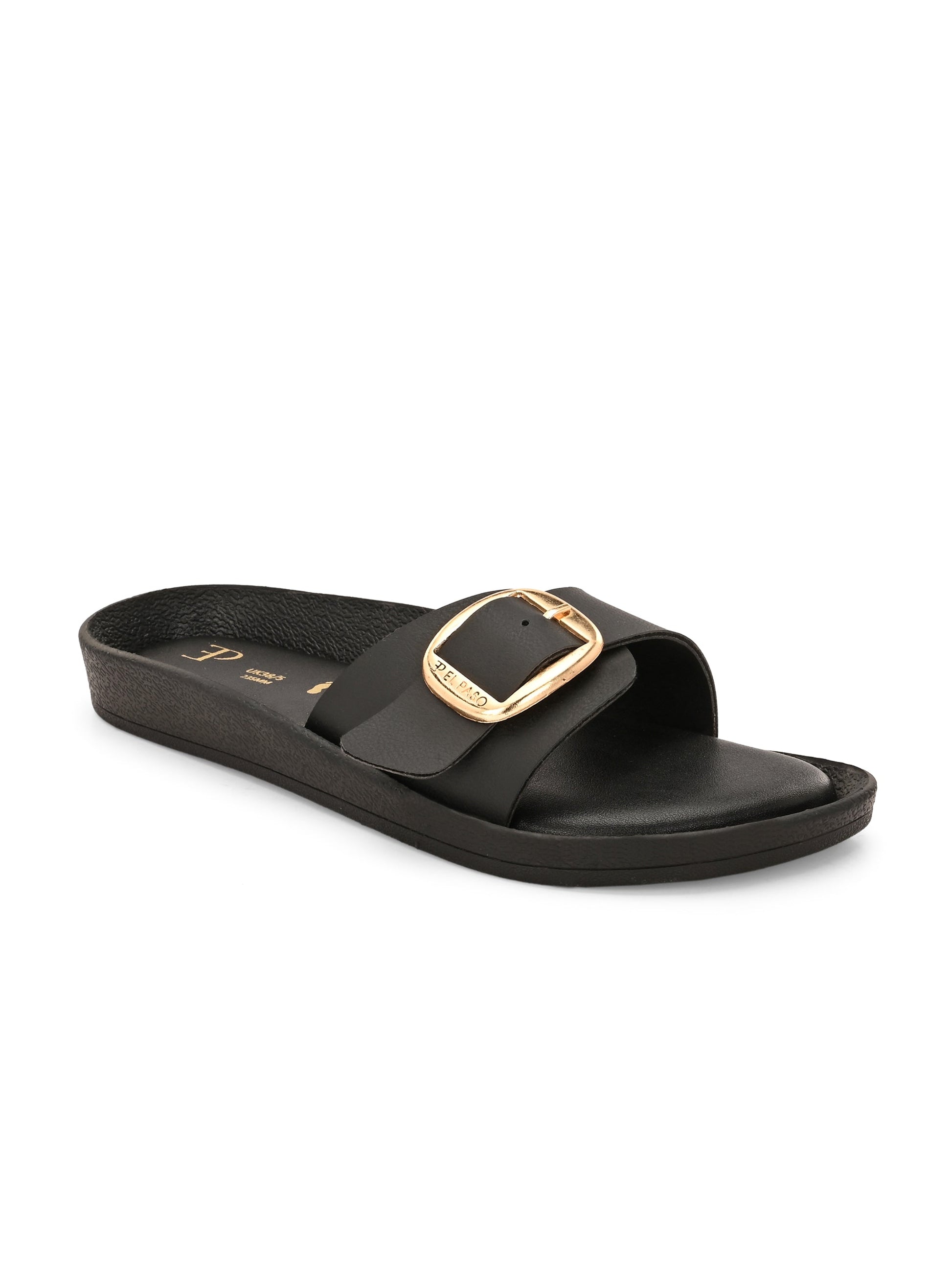 El Paso Women Faux Leather Buckles Open Toe Flats-1