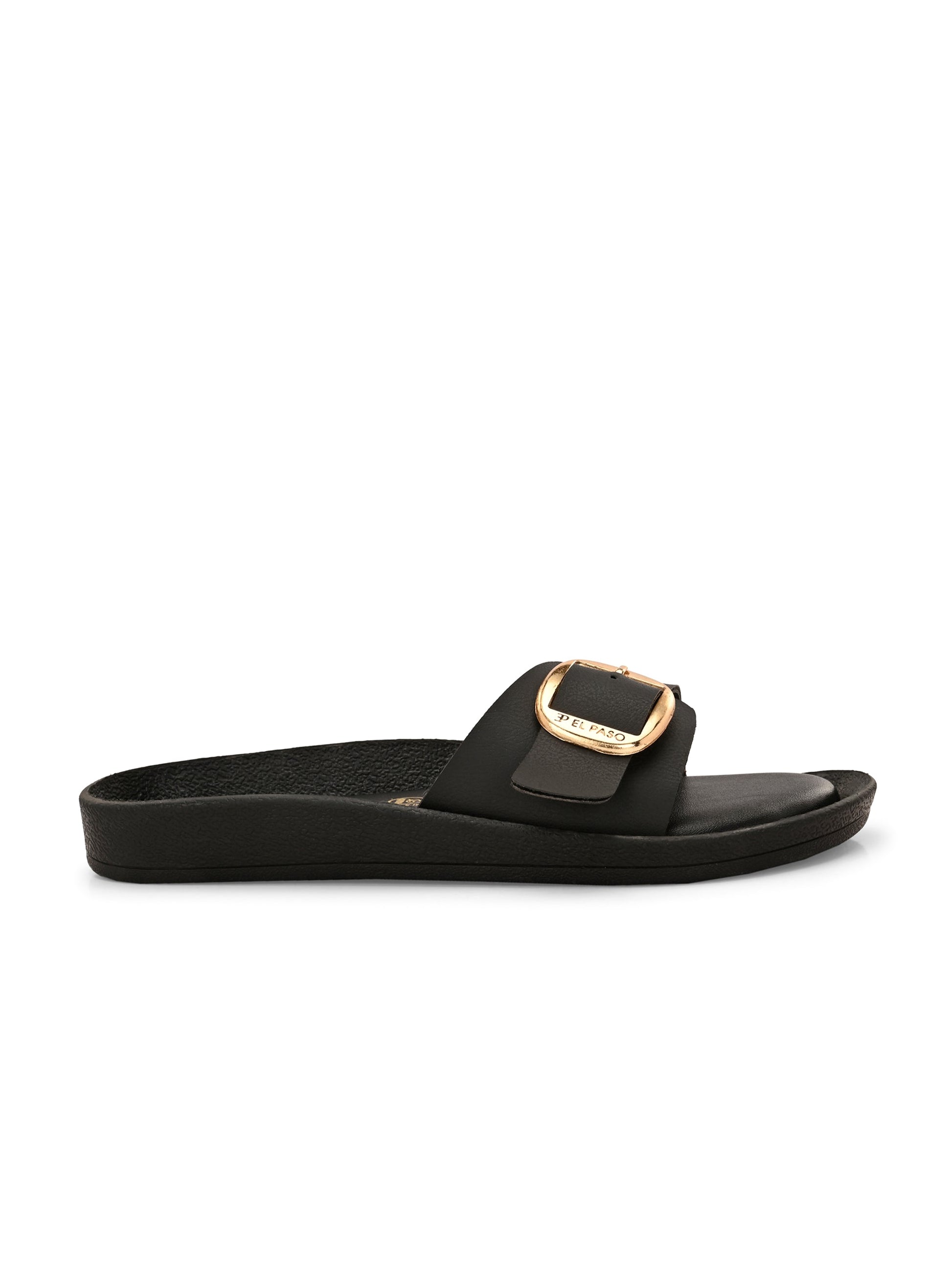 El Paso Women Faux Leather Buckles Open Toe Flats-2