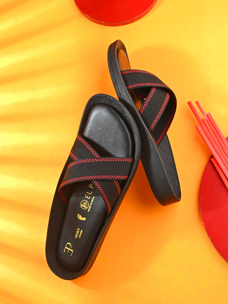 El Paso Women Woven Design Slip-On Open Toe Flats-8