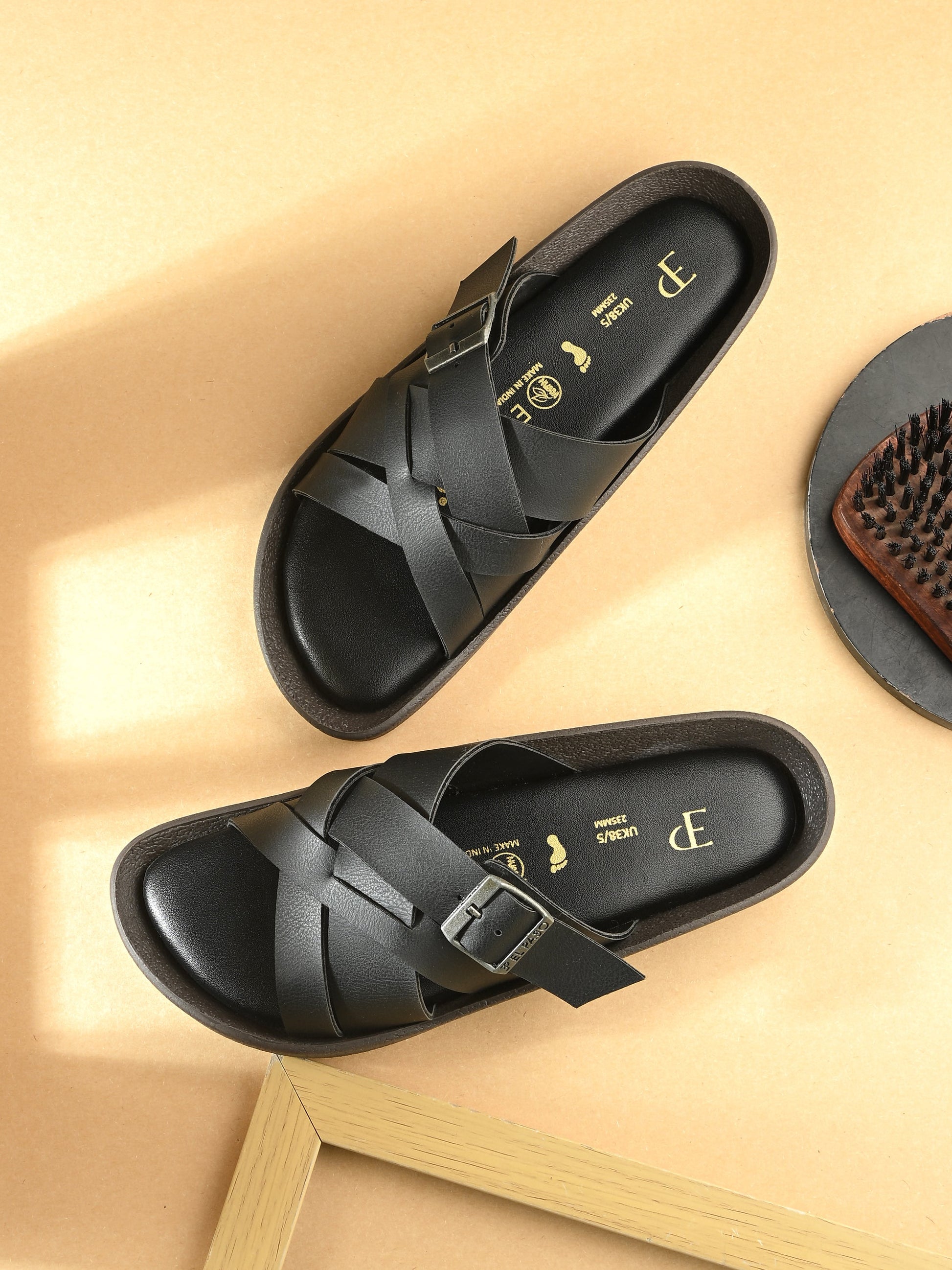 Women Open Toe Flats with Buckles-8