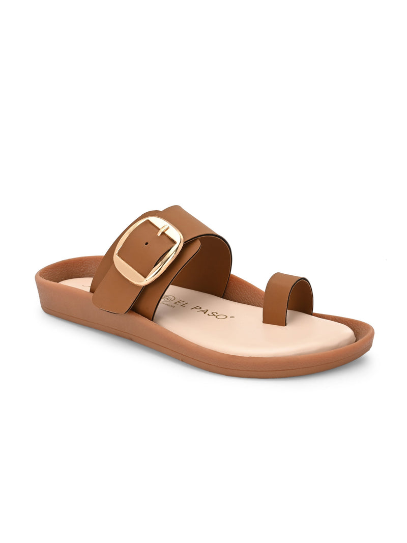 El Paso Women One Toe Flats with Buckles-1