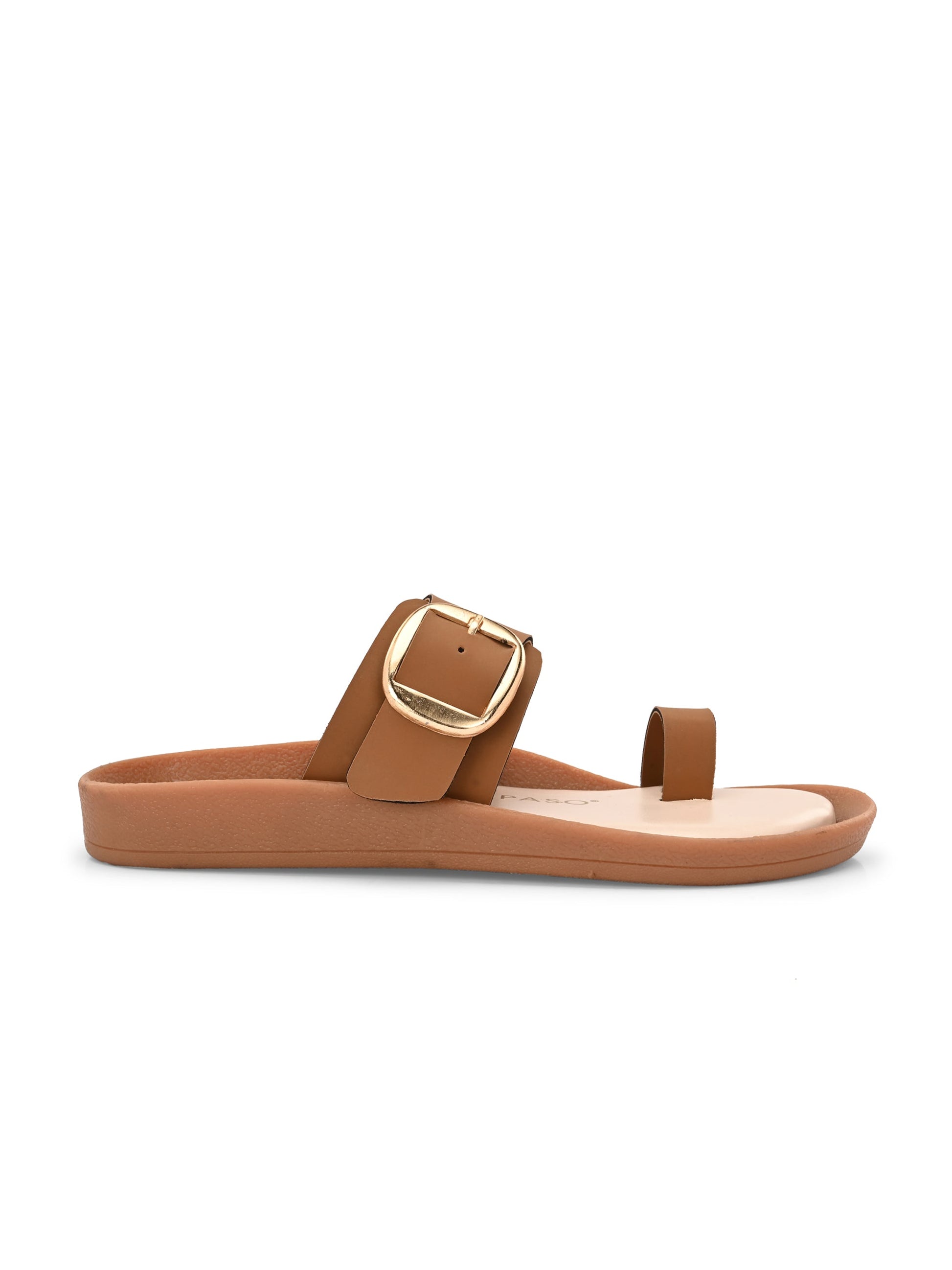 El Paso Women One Toe Flats with Buckles-2