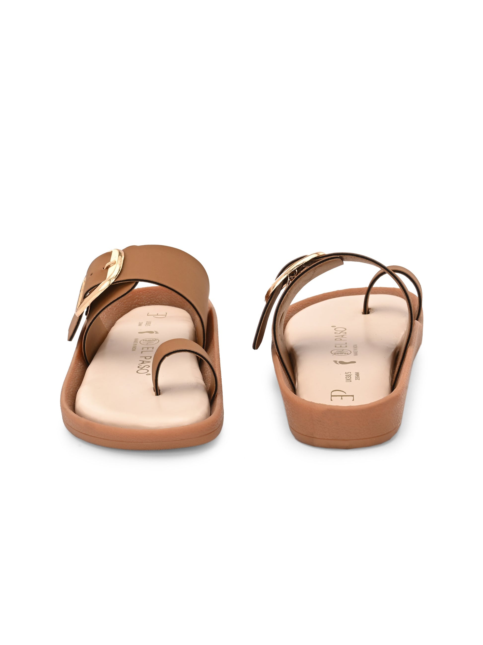 El Paso Women One Toe Flats with Buckles-5