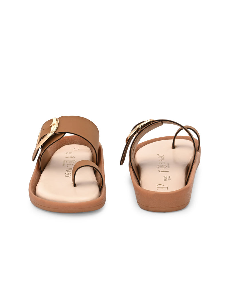 El Paso Women One Toe Flats with Buckles-5