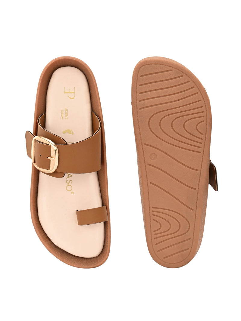 El Paso Women One Toe Flats with Buckles-6
