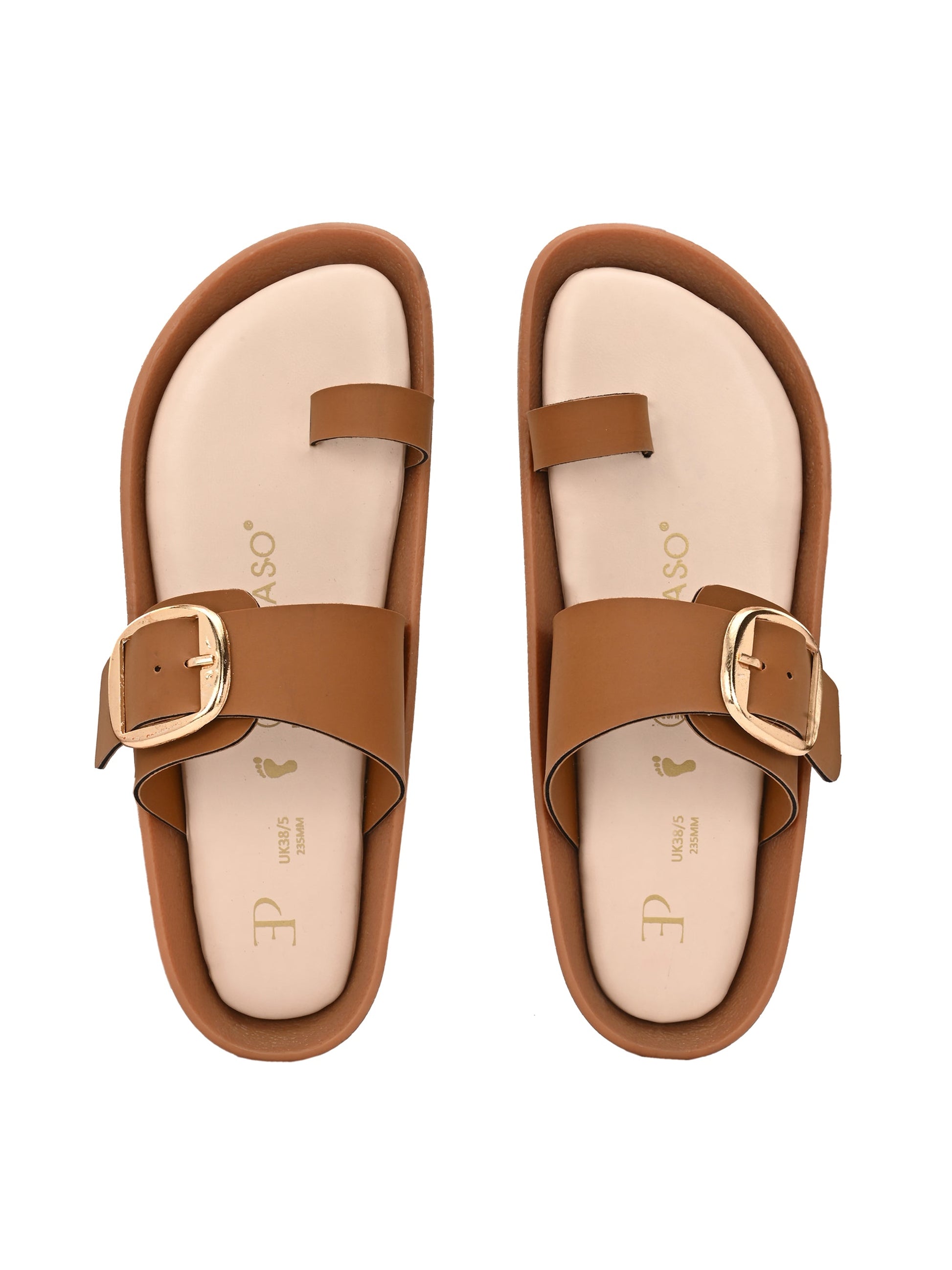 El Paso Women One Toe Flats with Buckles-7